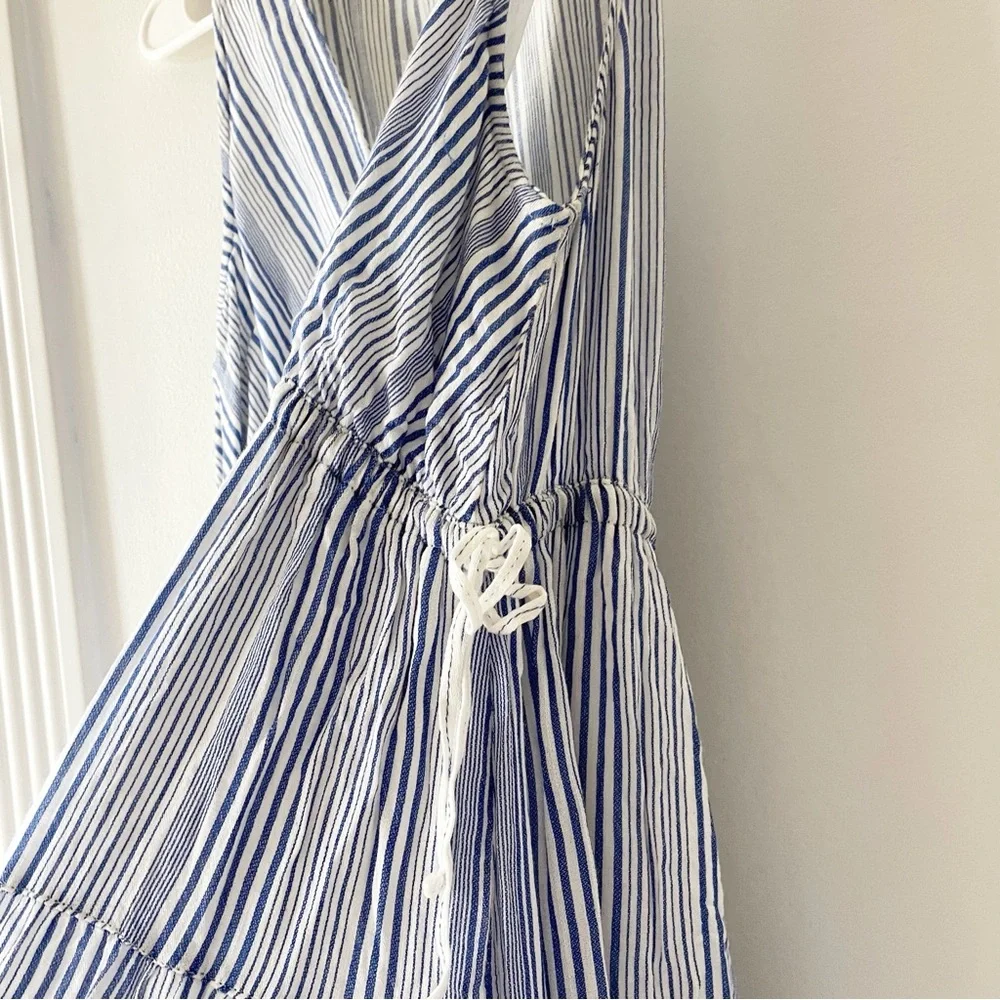 Max Studio Midi Blue Striped Sun Dress | Medium - Picture 5 of 9